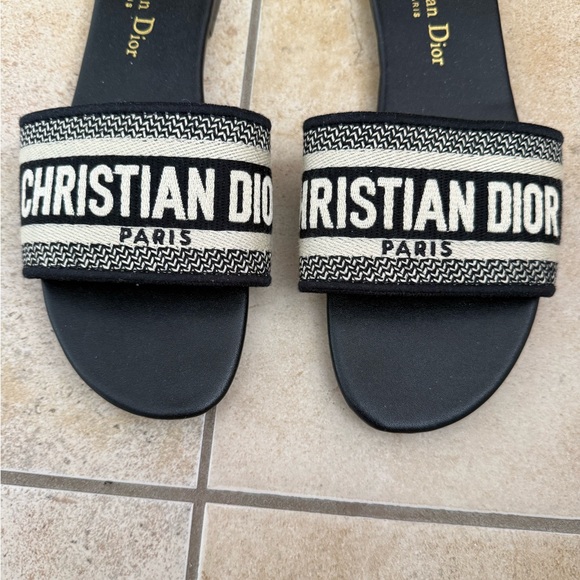 Dior Shoes - Dior Black and Cream Sandals